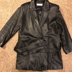 Jones New York black leather coat